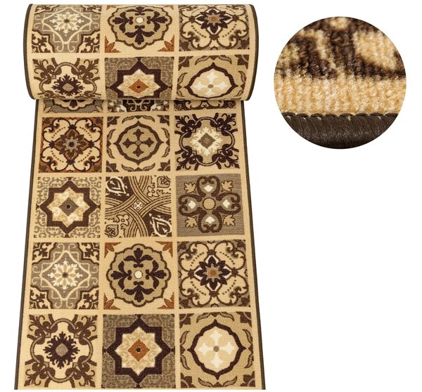 Kobercový ráj Běhoun pogumovaný Patchwork 07 hnědý Šíře: 100 cm