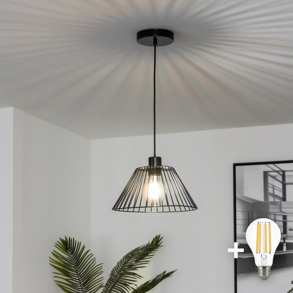 Brilagi - LED Lustr na lanku CERIA WIRE 1xE27/40W/230V pr. 30 cm černá