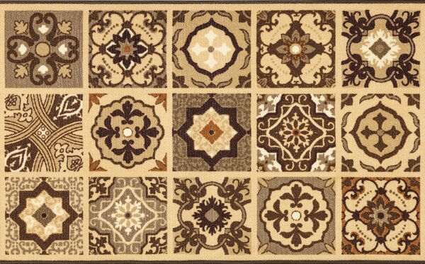 Kobercový ráj Běhoun pogumovaný Patchwork 07 hnědý Šíře: 100 cm