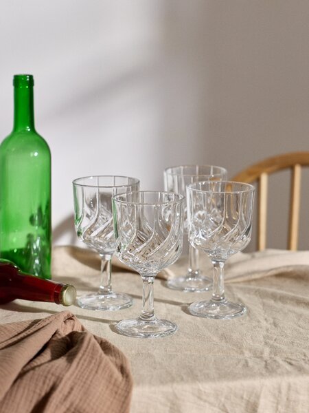Sinsay - Sklenice na nožce s lisovaným vzorem 4 pack - clear