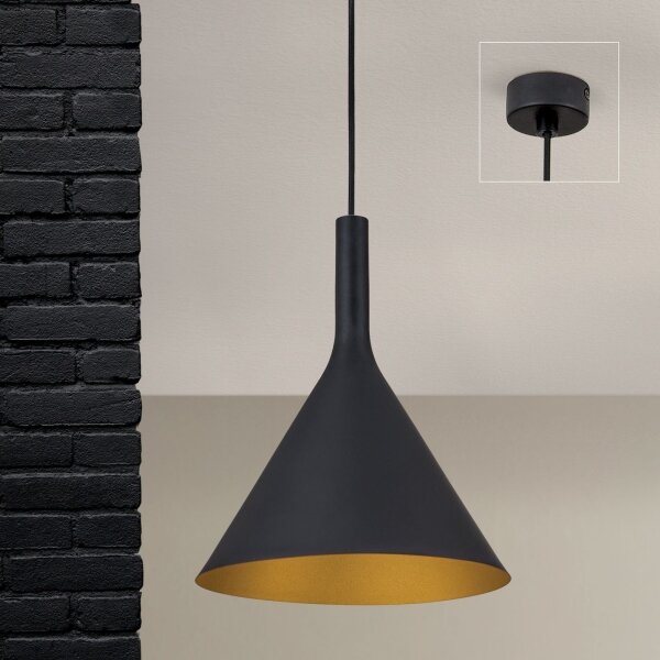 Orion - Lustr na lanku GUNDA 1xE27/60W/230V pr. 25 cm černá/zlatá