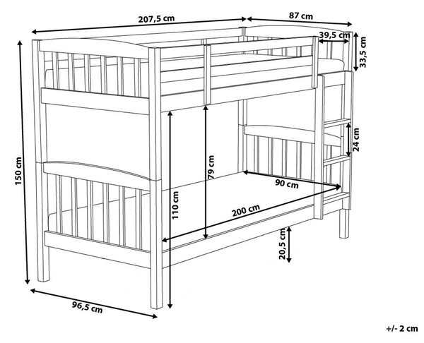 Patrová postel Borovicové dřevo REVIN 90 x 200 cm Světle hnědá