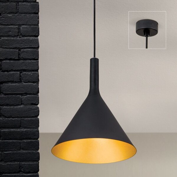 Orion - Lustr na lanku GUNDA 1xE27/60W/230V pr. 25 cm černá/zlatá