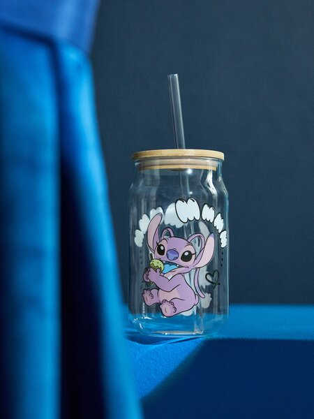 Sinsay - Skleněný hrnek s víčkem a brčkem Lilo & Stitch - vícebarevná