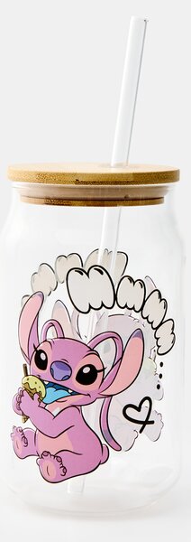 Sinsay - Skleněný hrnek s víčkem a brčkem Lilo & Stitch - vícebarevná