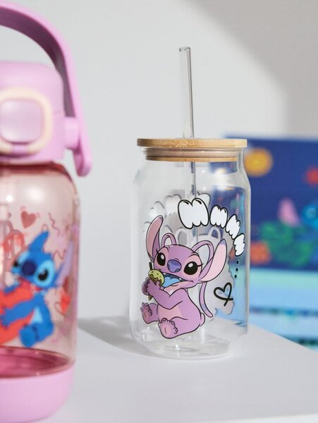 Sinsay - Skleněný hrnek s víčkem a brčkem Lilo & Stitch - vícebarevná