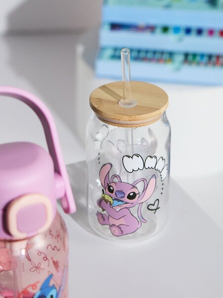 Sinsay - Skleněný hrnek s víčkem a brčkem Lilo & Stitch - vícebarevná