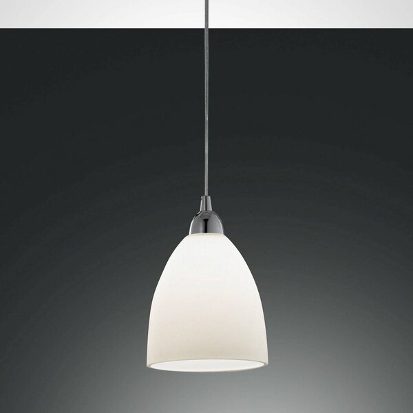 Fabas Luce Skleněné závěsné světlo PROVENZA, 20 cm, bílá, stmívatelný, Bílá / opál, Obývací pokoj / jídelna, Sklo, Moderní