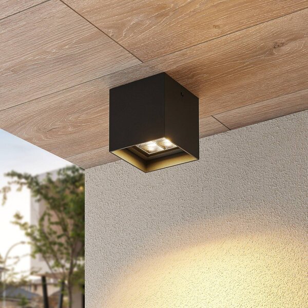 Lindby Eveta LED stropní svítidlo, 10 cm, antracit, hliník, IP65, Černá, Hliník, Moderní