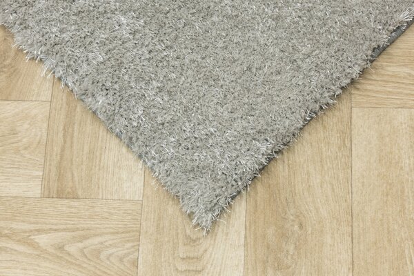 Kobercový ráj Kusový luxusní koberec Shaggy Silky 72 Šedý Stříbrný Rozměr: 100x150 cm