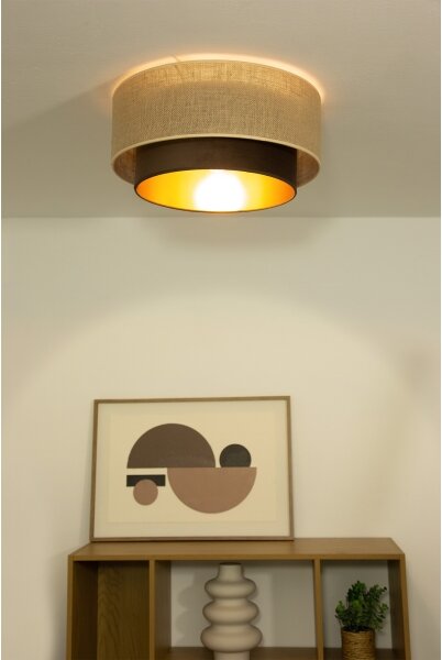 Stropní svítidlo SARTA 1xE27/60W/230V pr. 45 cm hnědá/juta