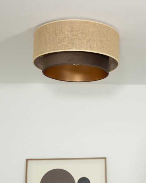 Stropní svítidlo SARTA 1xE27/60W/230V pr. 45 cm hnědá/juta
