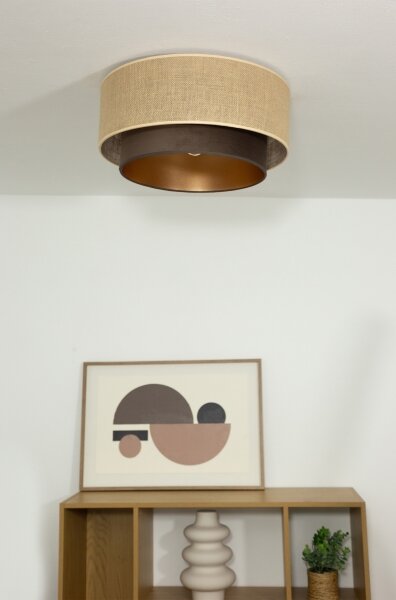 Stropní svítidlo SARTA 1xE27/60W/230V pr. 45 cm hnědá/juta