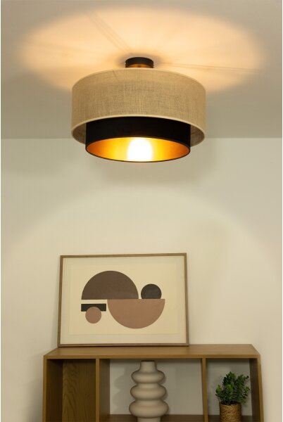 Přisazený lustr SARTA 1xE27/60W/230V pr. 45 cm černá/juta