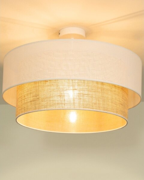 Přisazený lustr BORHO 1xE27/60W/230V pr. 40 cm bílá/juta