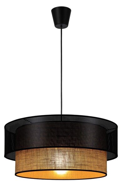 Lustr na lanku BORHO 1xE27/60W/230V pr. 40 cm černá/juta