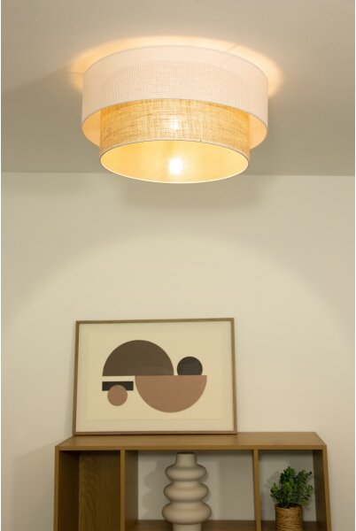Stropní svítidlo BORHO 1xE27/60W/230V pr. 40 cm bílá/juta