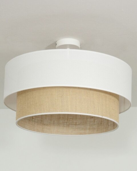 Přisazený lustr BORHO 1xE27/60W/230V pr. 40 cm bílá/juta