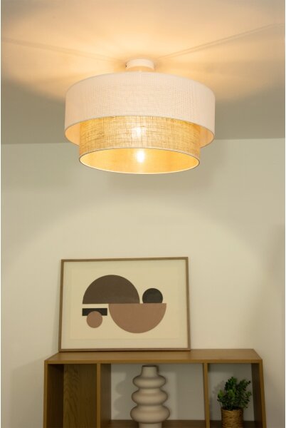 Přisazený lustr BORHO 1xE27/60W/230V pr. 40 cm bílá/juta