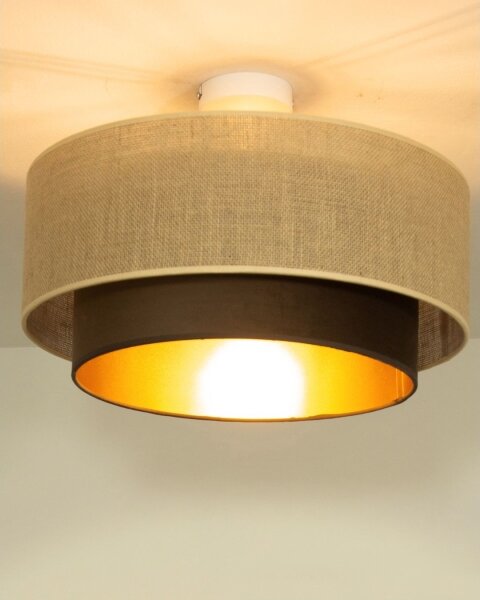 Přisazený lustr SARTA 1xE27/60W/230V pr. 45 cm hnědá/juta