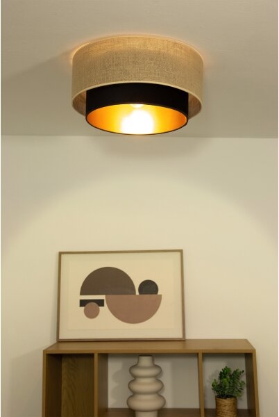 Stropní svítidlo SARTA 1xE27/60W/230V pr. 45 cm černá/juta