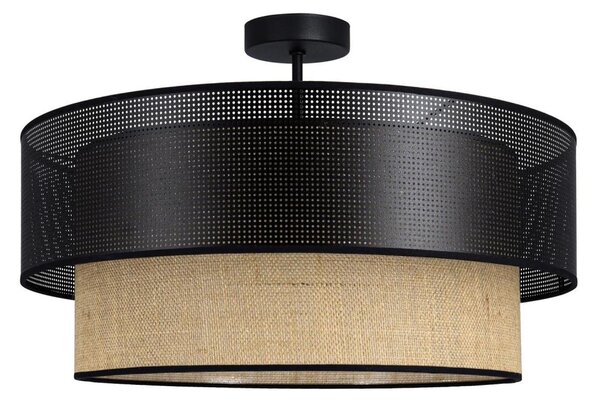Přisazený lustr BORHO 1xE27/60W/230V pr. 50 cm černá/juta