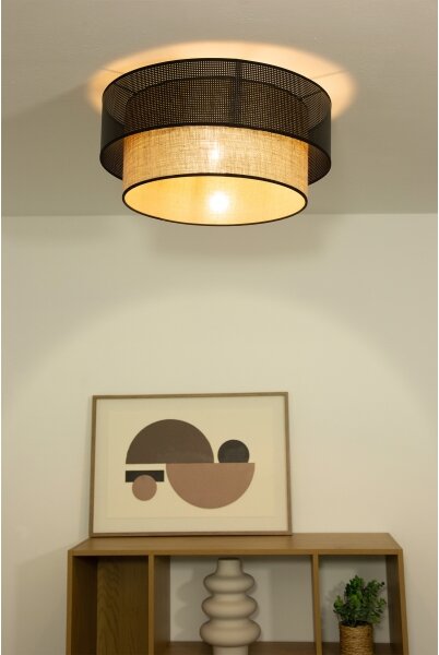 Stropní svítidlo BORHO 1xE27/60W/230V pr. 40 cm černá/juta