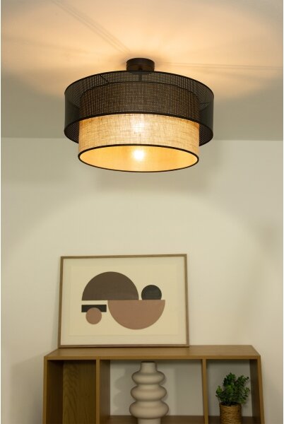 Přisazený lustr BORHO 1xE27/60W/230V pr. 50 cm černá/juta