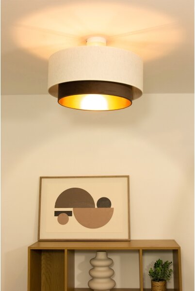 Přisazený lustr NATIA 1xE27/60W/230V pr. 45 cm bílá/hnědá