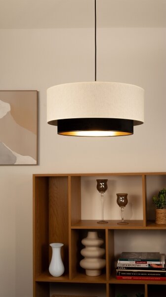 Lustr na lanku NATIA 1xE27/60W/230V pr. 45 cm bílá/černá