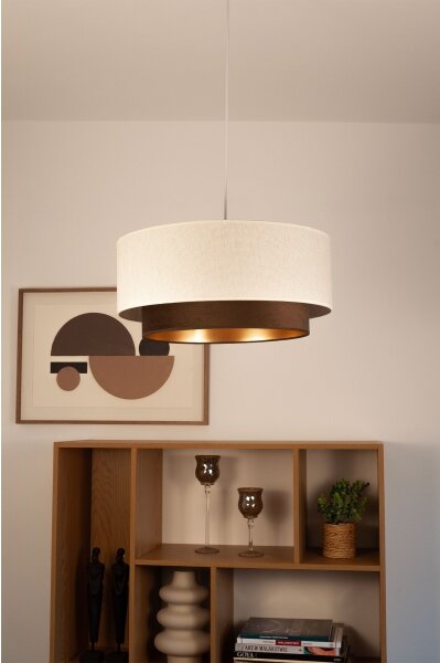 Lustr na lanku NATIA 1xE27/60W/230V pr. 45 cm bílá/hnědá