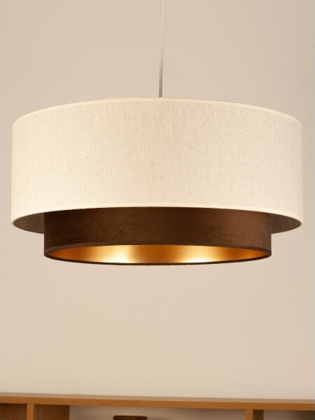 Lustr na lanku NATIA 1xE27/60W/230V pr. 45 cm bílá/hnědá
