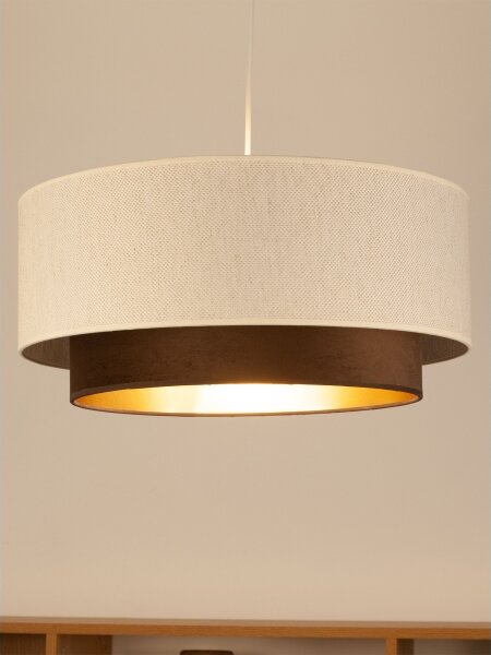Lustr na lanku NATIA 1xE27/60W/230V pr. 45 cm bílá/hnědá