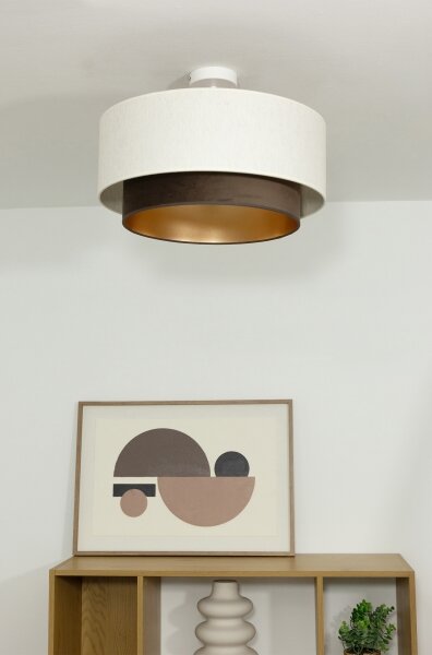 Přisazený lustr NATIA 1xE27/60W/230V pr. 45 cm bílá/hnědá