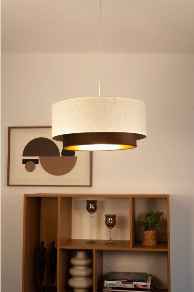 Lustr na lanku NATIA 1xE27/60W/230V pr. 45 cm bílá/hnědá