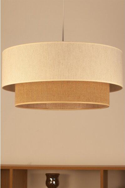 Lustr na lanku NATIA 1xE27/60W/230V pr. 45 cm bílá/hnědá
