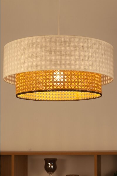 Lustr na lanku NATIA 1xE27/60W/230V pr. 45 cm bílá/hnědá