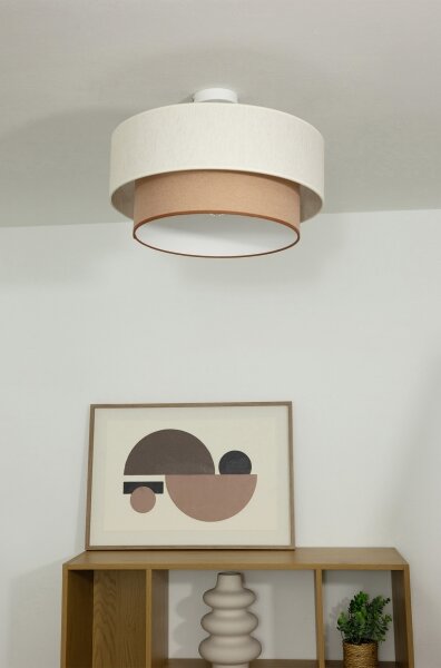 Přisazený lustr NATIA 1xE27/60W/230V pr. 45 cm bílá/hnědá