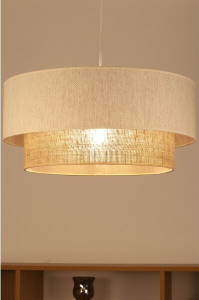 Lustr na lanku NATIA 1xE27/60W/230V pr. 45 cm bílá/hnědá