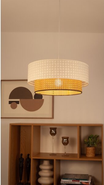 Lustr na lanku NATIA 1xE27/60W/230V pr. 45 cm bílá/hnědá