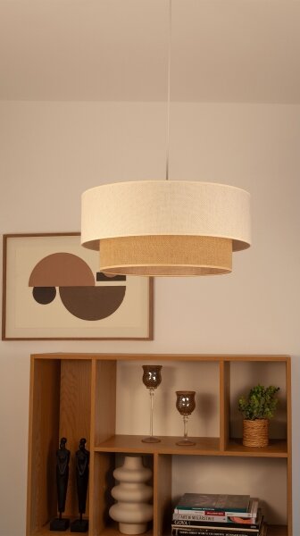 Lustr na lanku NATIA 1xE27/60W/230V pr. 45 cm bílá/hnědá