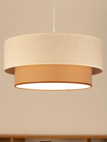 Lustr na lanku NATIA 1xE27/60W/230V pr. 45 cm bílá/hnědá