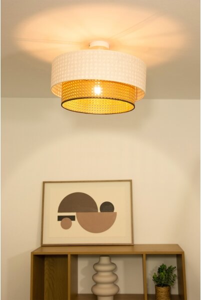 Přisazený lustr NATIA 1xE27/60W/230V pr. 45 cm bílá/hnědá