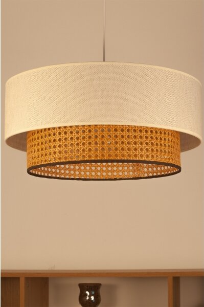 Lustr na lanku NATIA 1xE27/60W/230V pr. 45 cm bílá/hnědá