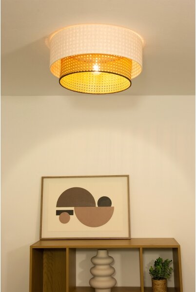 Stropní svítidlo NATIA 1xE27/60W/230V pr. 45 cm bílá/hnědá