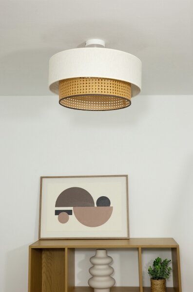 Přisazený lustr NATIA 1xE27/60W/230V pr. 45 cm bílá/hnědá