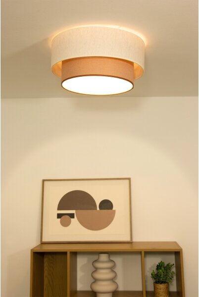 Stropní svítidlo NATIA 1xE27/60W/230V pr. 45 cm bílá/hnědá