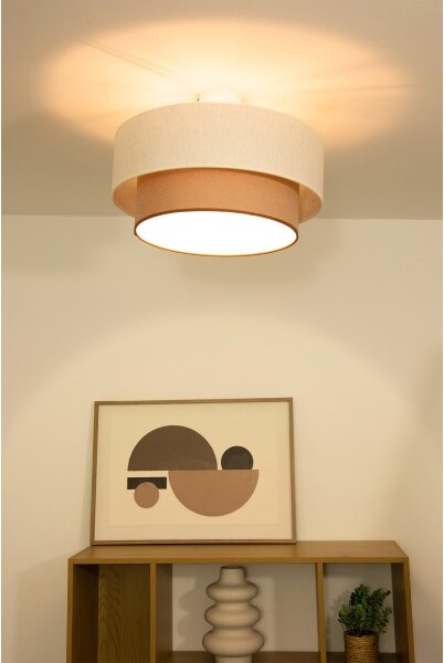 Přisazený lustr NATIA 1xE27/60W/230V pr. 45 cm bílá/hnědá