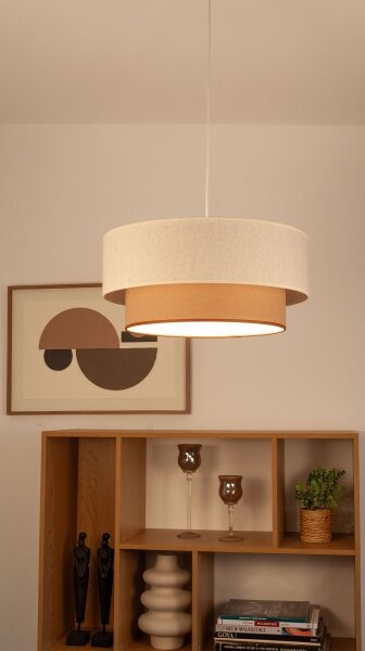 Lustr na lanku NATIA 1xE27/60W/230V pr. 45 cm bílá/hnědá