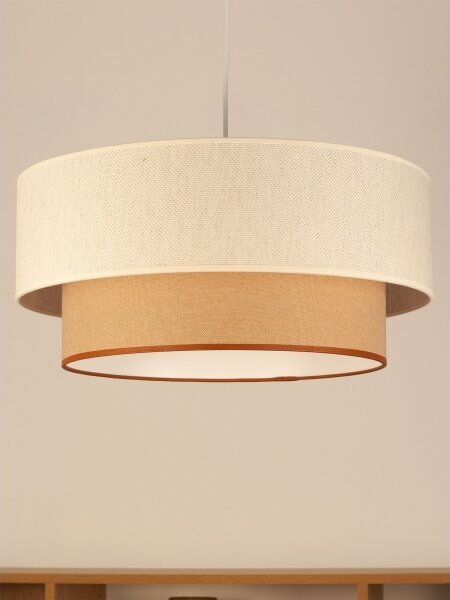 Lustr na lanku NATIA 1xE27/60W/230V pr. 45 cm bílá/hnědá